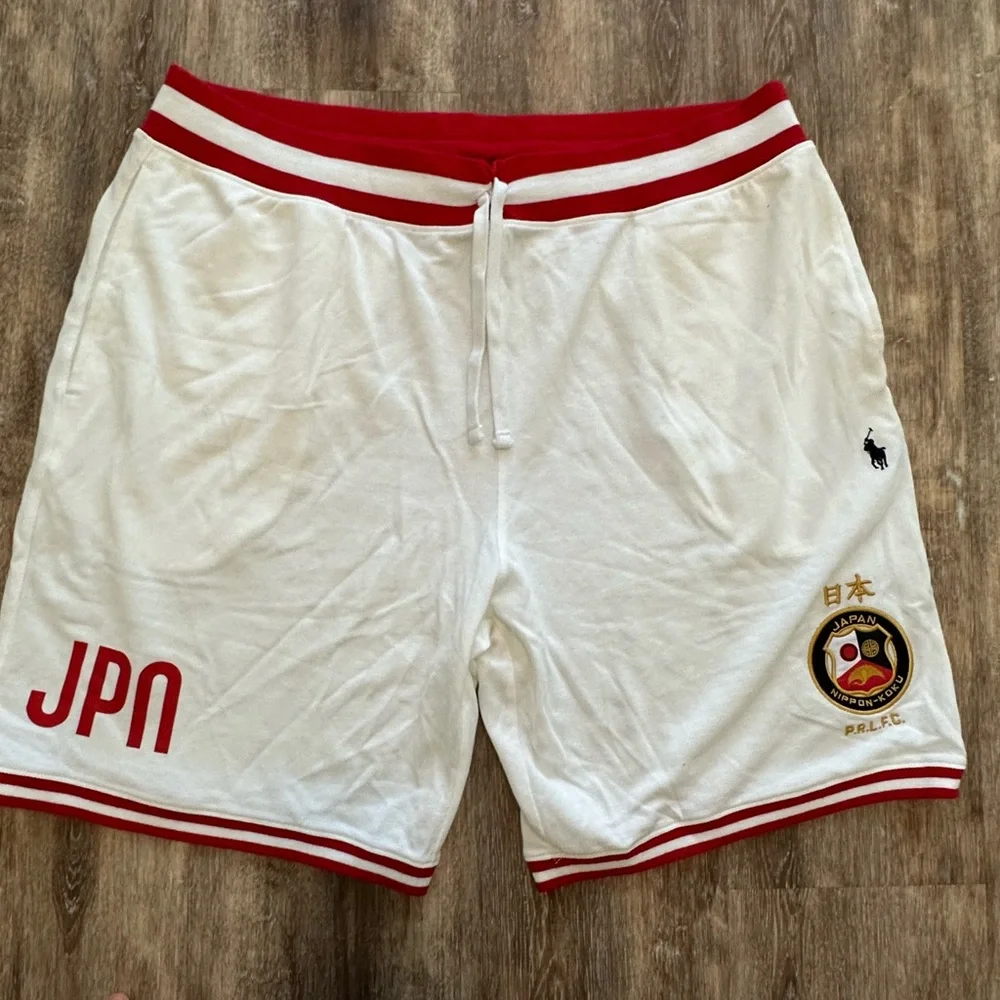 Polo Ralph Lauren Japan Shorts Mens White Sz‎ Large Red Logo Drawstring
